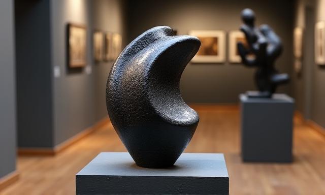 Bespoke artistic iron sculpture on a pedestal
