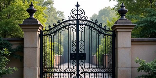 Restored Antique Wrought Iron Gate