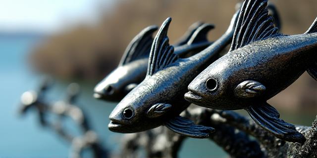 Artistic Iron Fish Sculpture