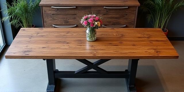 Industrial Style Metal Dining Table