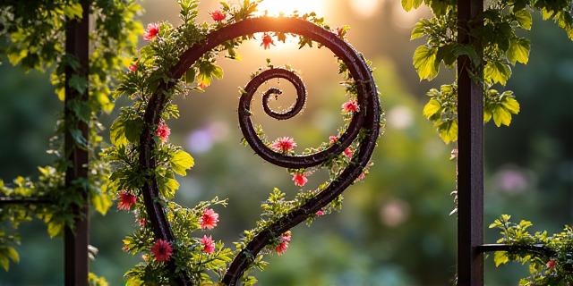Ornamental Metal Spiral Garden Trellis