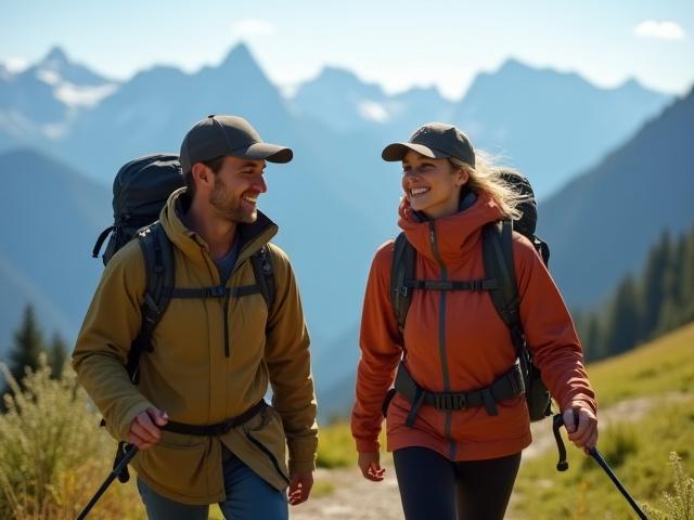 Gründer von Wisent Weitblicke bei einer Wanderung im Hochgebirge, lachend und aufmerksam